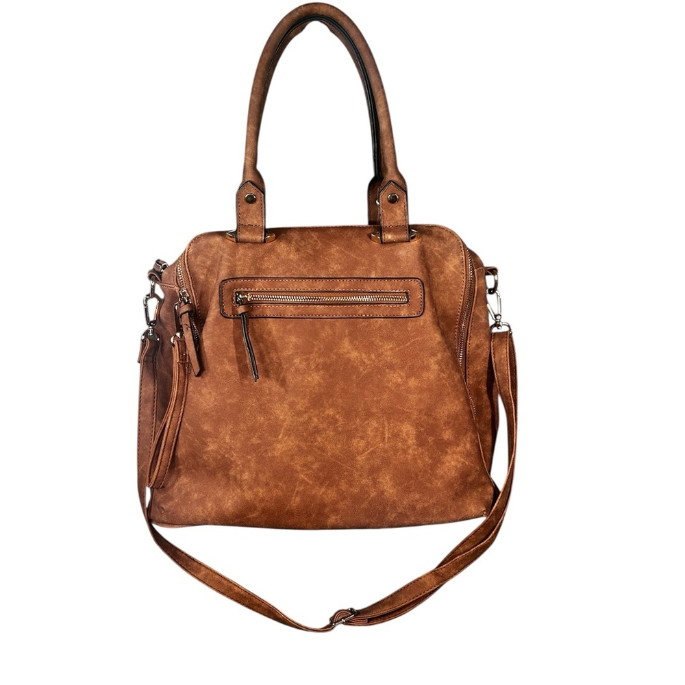 Vegan leather faux suede large handbag crossbody top handle minimalist preppy